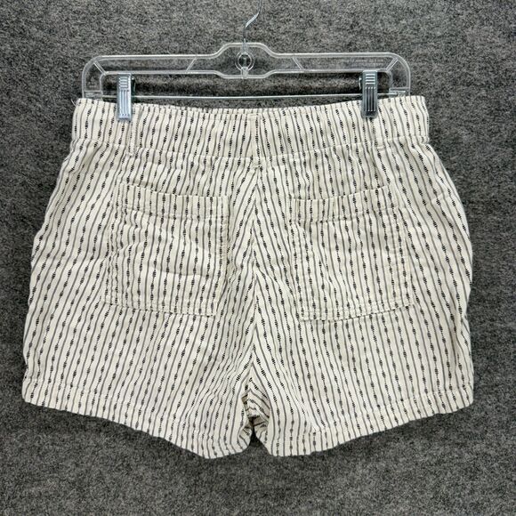 Old Navy Shorts Women S Small Beige Striped Mid Rise Drawstring Chino Cotton - Picture 2 of 6